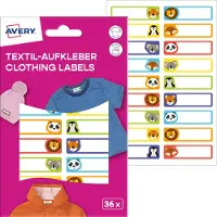 Avery Textiel-etiketten voor kleding, 13 x 45 mm, Dieren