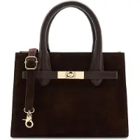 Manfield Donkerbruine suède handtas | Maat Onesize