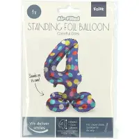 Folat Staande folieballon colorful dots cijfer 4 - 72cm