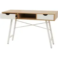MCW Bureau -E92, kantoortafel computertafel, 3D-structuur 120x60cm ~ naturelbruin wit