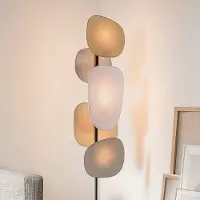 LumenXL Vloerlamp Velore met naturel linnen kappen in zachte, lichte tinten
