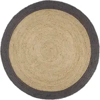 vidaXL Vloerkleed handgemaakt met donkergrijze rand 240 cm jute