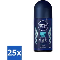 Nivea 25 x - Men - Deodorant - Roller - Dry Fresh - 48 Uur Lang Werkend - 50 ml - MEN Deodorant Roller - 48 Uur Bescherming - Anti-transpirant - Alcoholvrij - Frisheid