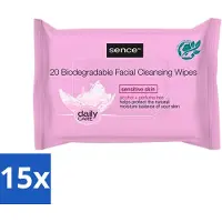 Sence 15 x - Gevoelige Huid - Gezichtsreinigingsdoekjes - Mild Reinigend - 20 Doekjes - Gevoelige Huid - Gezichtsreinigingsdoekjes - Make-up Verwijderen - Mild Reinigen - Alcoholvrij