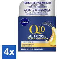 Nivea - Nachtcrème - Q10 Extra Voedend - Voor droge huid - Anti-Rimpel - Met Creatine - 50 ml - Voordeelverpakking - 4 stuks
