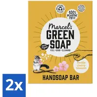 Marcel's Green Soap - Handzeep Bar - Vanille & Cherry Blossom - Krachtige werking - 90 gr - Voordeelverpakking - 2 stuks