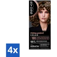 Syoss - Coloration 5-8 Hazelnootbruin - Haarverf - Grijsdekking - Vermindert Haarbreuk - Voordeelverpakking - 4 stuks