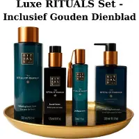 RITUALS - Geschenkset Set - Hammam - Hand Wash 300 ml + Hand Balm 175 ml + Hair&Body Mist 50 ml + Bath Foam 500 ml + Gouden Dienblad - Cadeau Set - Producten