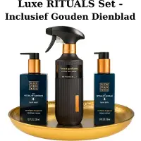 RITUALS - Geschenkset - Hammam - Hand Wash 300 ml + Kitchen Hand Balm 175 ml + Huisparfum 400 ml + Gouden Dienblad - Cadeau Set - Producten
