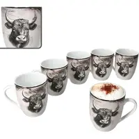 MamboCat Set van 6 TORO koffiemokken voor 6 personen, van porselein