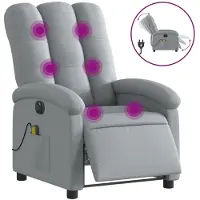 vidaXL Massagestoel elektrisch verstelbaar stof lichtgrijs