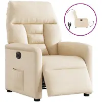 vidaXL Fauteuil elektrisch verstelbaar microvezelstof beige