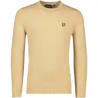 Lyle & Scott Trui ronde hals beige effen katoen