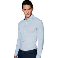 Desoto business overhemd lichtblauw effen katoen slim fit