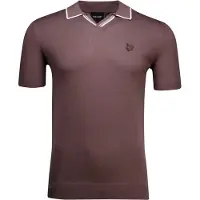 Lyle & Scott tipped knitted open collar polo shirt bruin