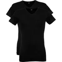 Alan red t-shirt zwart effen katoen 2-pack