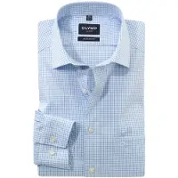 Olymp overhemd blauw geruit normale fit