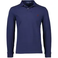 Ralph Lauren Heren Custom Slim Fit navy piqué polo (3XL), Casual, Katoen, Lange mouwen, Marineblauw 710680790046