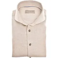 John Miller overhemd beige linnen Tailored Fit cutaway boord