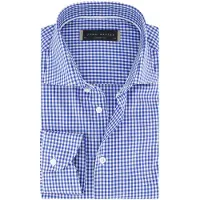 John Miller overhemd blauw geruit lange mouw