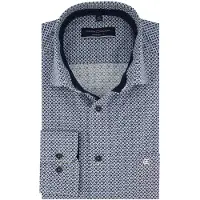 Casa Moda overhemd Comfort Fit blauw geprint borstzak