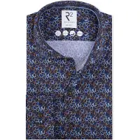 R2 knitted overhemd navy patroon