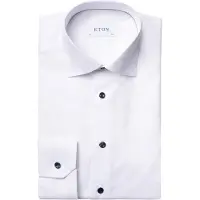Eton overhemd wit knopen signature twill contemporary fit