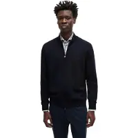 HUGO BOSS vest blauw effen wol opstaande kraag rits
