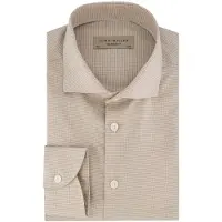 John Miller overhemd katoen beige geruit