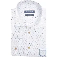 Ledub business overhemd Modern Fit New normale fit wit geprint wide spread