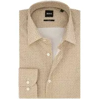 HUGO BOSS Zakelijk Boss H-Hank overhemd slim fit beige print