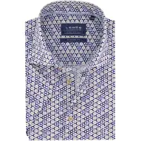 Ledub modern fit overhemd blauw katoen patroon