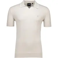 Lyle & Scott tipped knitted open collar polo shirt beige