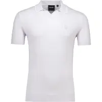 Lyle & Scott tipped knitted open collar poloshirt lichtblauw