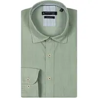 Giordano overhemd tencel groen borstzak