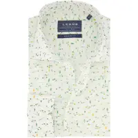 Ledub overhemd Modern Fit wit /groen print