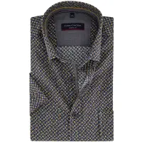 Casa Moda Donkerblauw geprint overhemd korte mouw