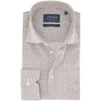 Ledub overhemd Modern Fit New bruin geprint cirkels