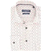 Ledub Geprint easy iron overhemd wit katoen modern fit