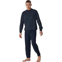 Schiesser pyjama Comfort Nightwear donkerblauw gestreept
