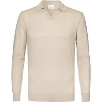 Profuomo Heren Polo's & T-shirts Polo Open Collar Ls Merino - Beige - Maat XL