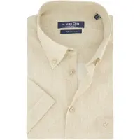 Ledub overhemd korte mouw normale fit beige