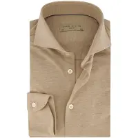 John Miller lichtbruin overhemd slim fit gemêleerd