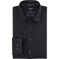 Olymp zwart effen Luxor 24/Seven overhemd Flex Jersey
