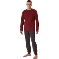 Schiesser Fine Interlock pyjama rood navy geprint