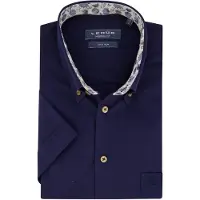 Ledub normale fit overhemd korte mouw donkerblauw