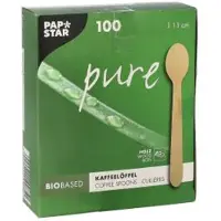 Papstar 10x100 Koffielepels, hout pure 11 cm