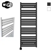 Sanicare Electrische Wifi Radiator HPW Carini Moda 160x60 cm Mat Zwart Met Thermostaat Zwart Linksonder