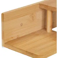 Merkloos wc rolhouder - met 2 plankjes - wandmontage / plakstrips - bamboe - muur