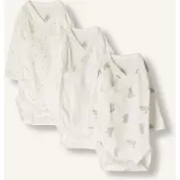 Petit Bateau Baby Rompers 3 Bodies Naiss Ml - Wit - Maat 80